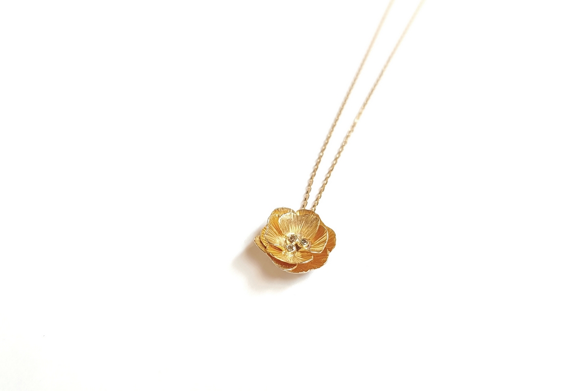 Collier Délicatesse 1 fleur or et diamants – Image 2