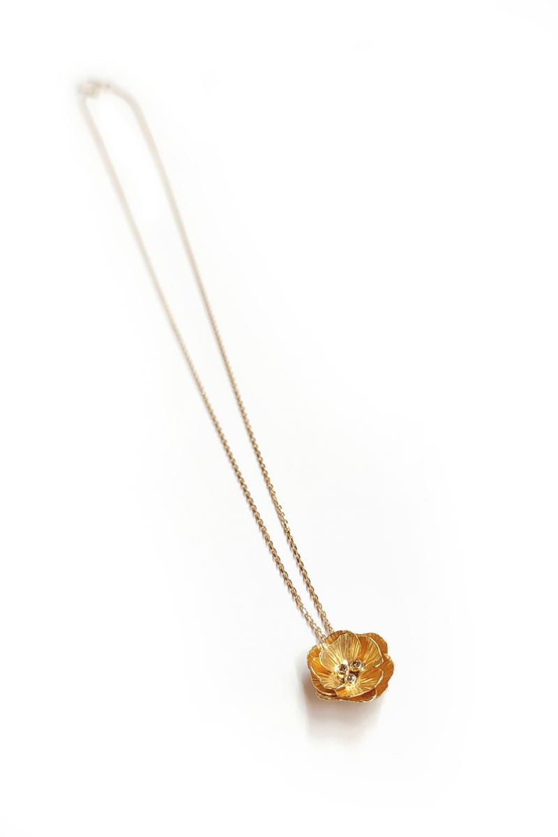 Collier Délicatesse 1 fleur or et diamants – Image 3