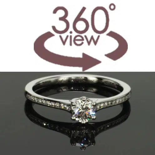 Bague de fiançailles Splendide en platine, six griffes, cathédrale et sertie diamants – Image 3
