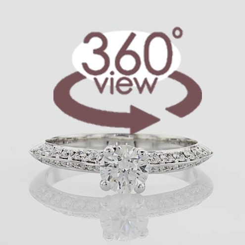 Bague de fiançailles Scintillante en or jaune 18k, micropavée sur épaules biseautées – Image 3