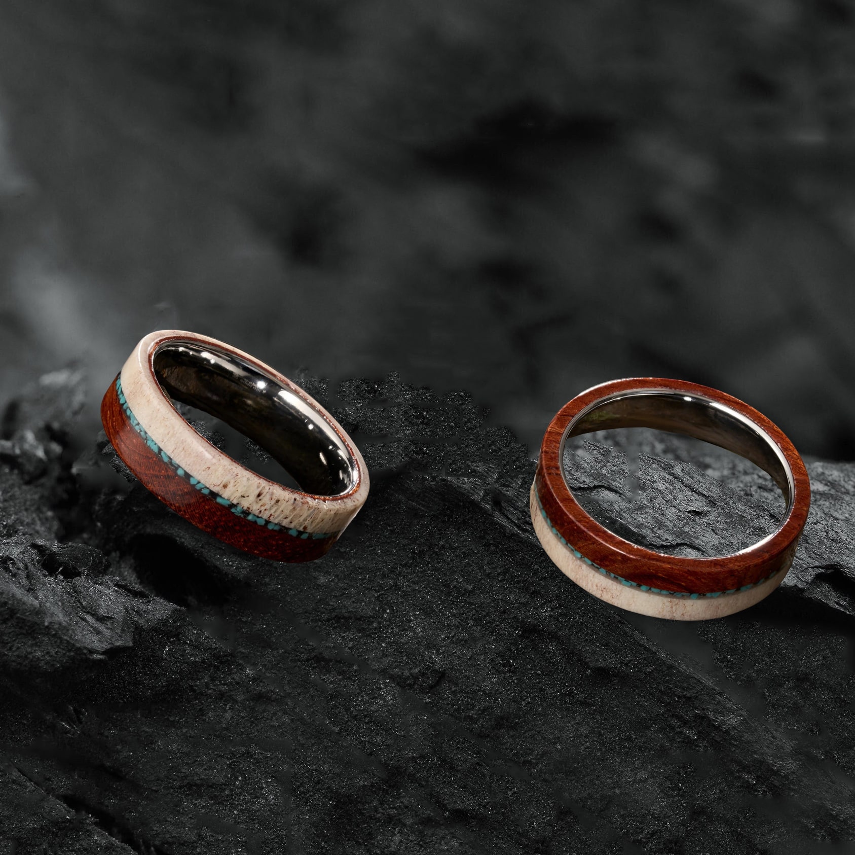 BAGUE EN BOIS – Bois de cerf et Bois de Koa – Image 3