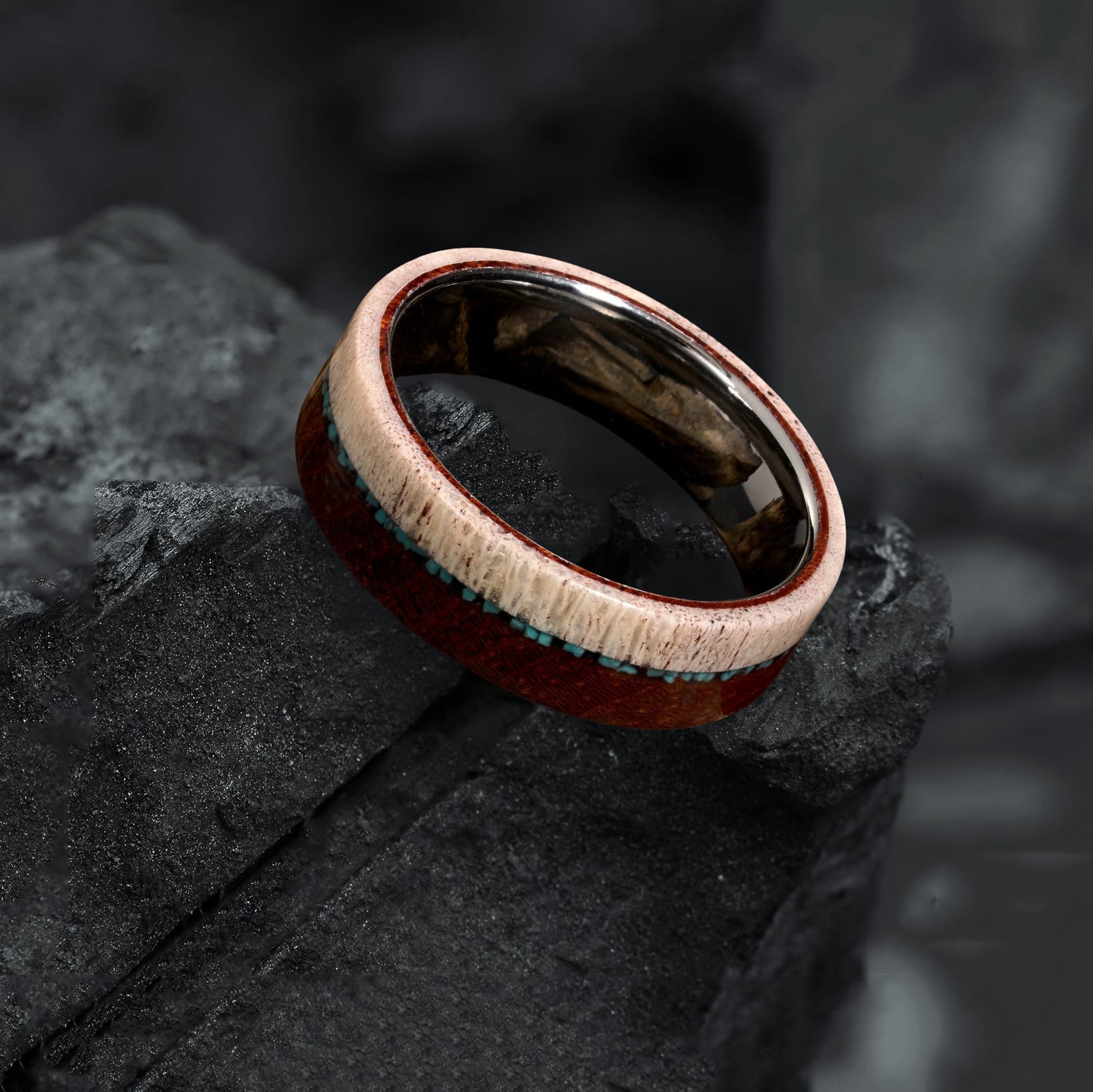 BAGUE EN BOIS – Bois de cerf et Bois de Koa – Image 2