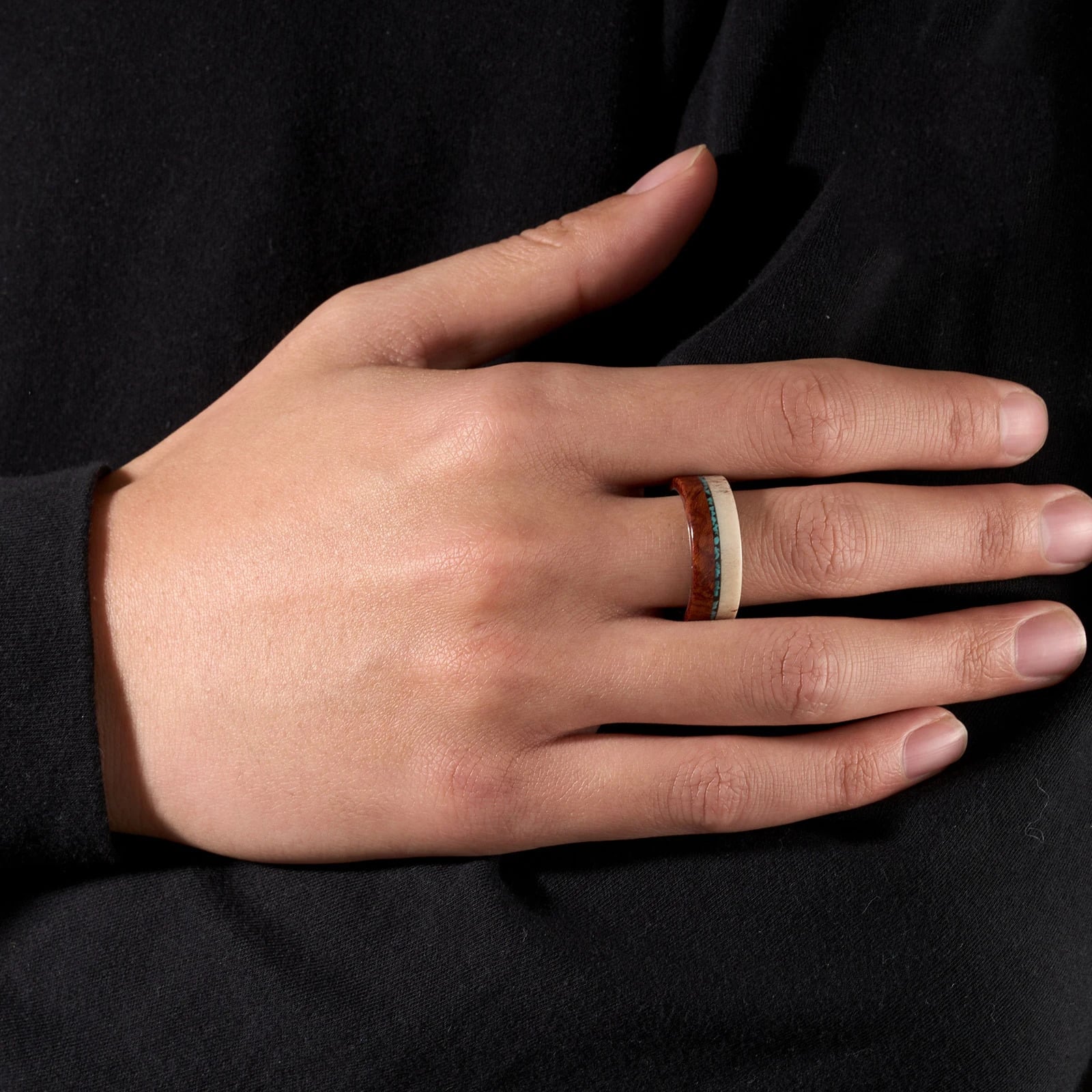BAGUE EN BOIS – Bois de cerf et Bois de Koa – Image 4