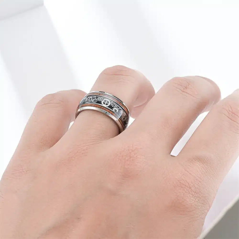 BAGUE EN BOIS – Roues dentées – Image 3